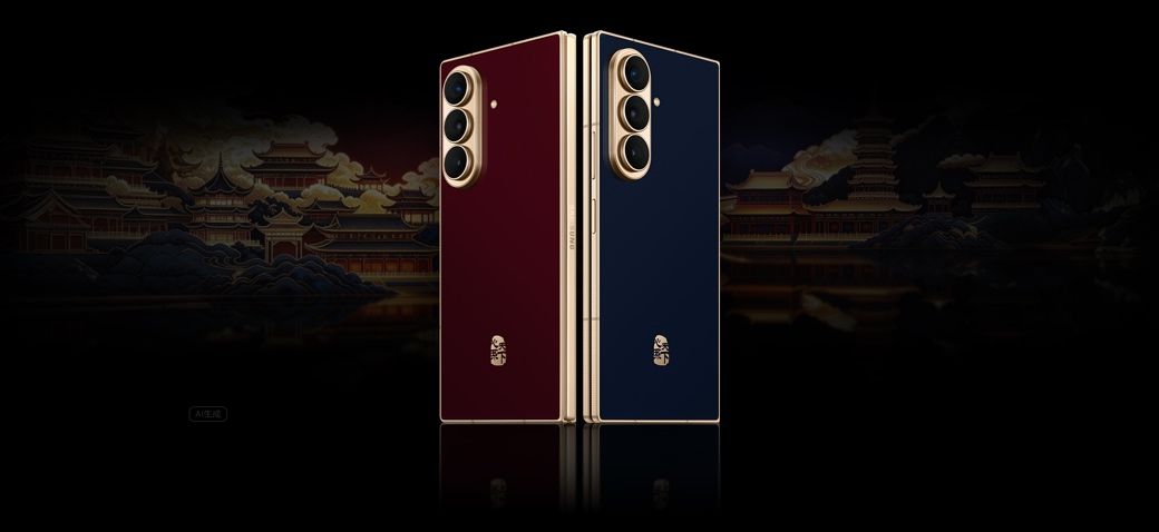 Galaxy Z Fold7在折叠状态下被横握,以掌上游戏机形式呈现。游戏正在运行,强大的处理器可优化Vulkan和光线追踪技术,带来沉浸式的游戏体验。随后,游戏画面切换到设备内部的处理器结构与主板布局画面。